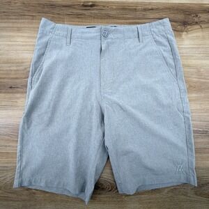 Dixxon Men's Live Fast Forever Gray Flat Front Shorts.  Size 32 Inseam 10"